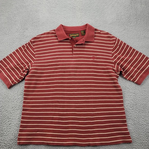 Timberland Other - Timberland Shirt Mens Large Red Striped Outdoors Polo Golf Casual Short‎ Sleeve